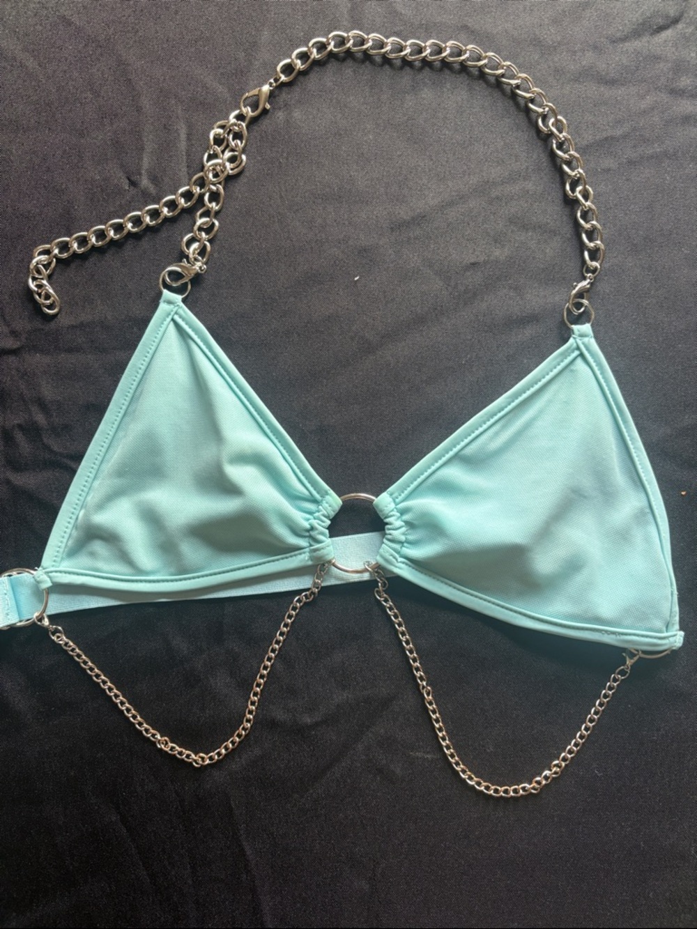 Light Aqua Triangle Chain Bralette
